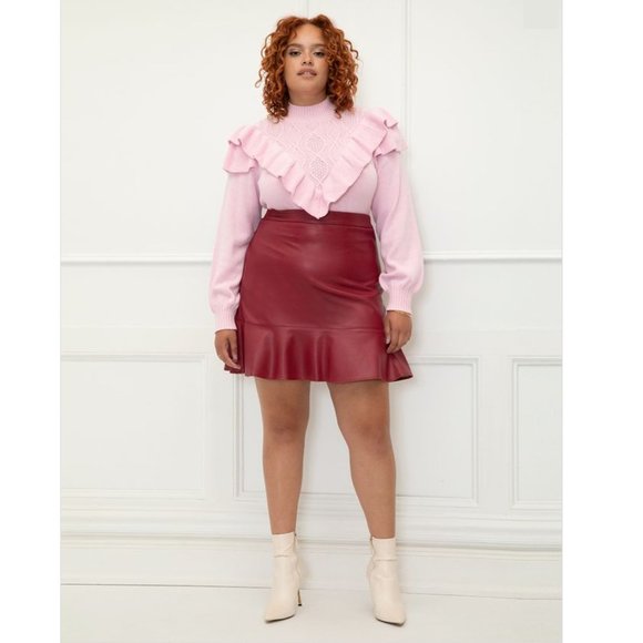 Eloquii Sweater Pink Ruffles - Picture 3 of 12